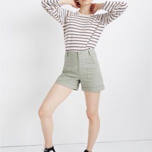 NWT Madewell high-rise cuffed shorts size 32 sage color retro vintage look